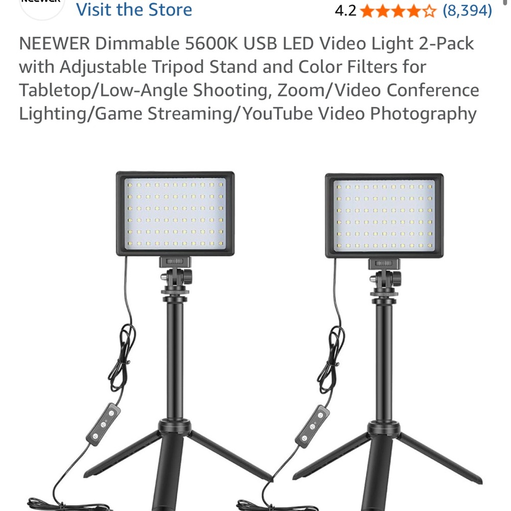 Neewer USB LED Video Light 2-Pack with Tripod